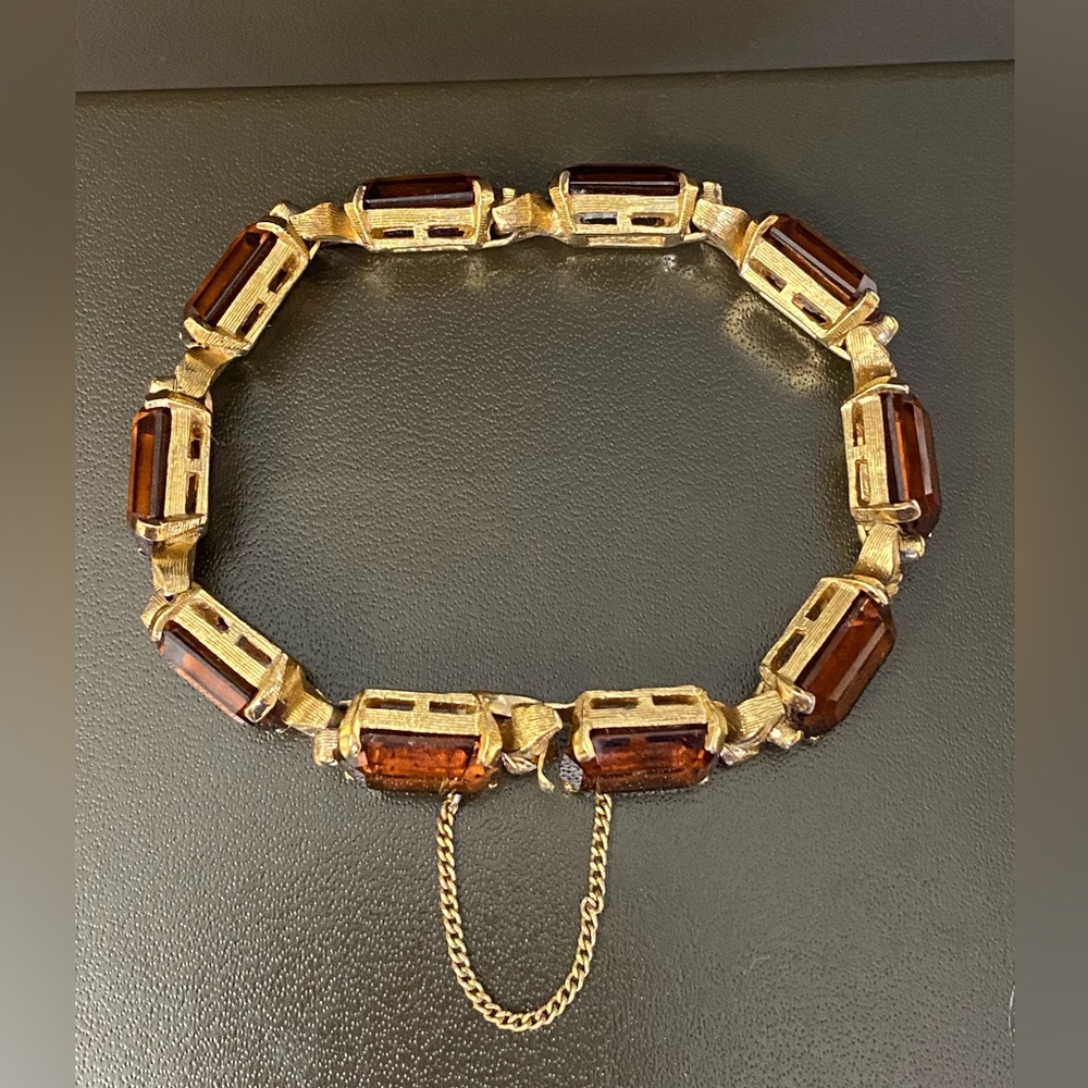 Vintage PANETTA Amber Rhinestone Bracelet